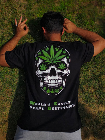 MARIJUANA SKULL - Oversized T-shirt